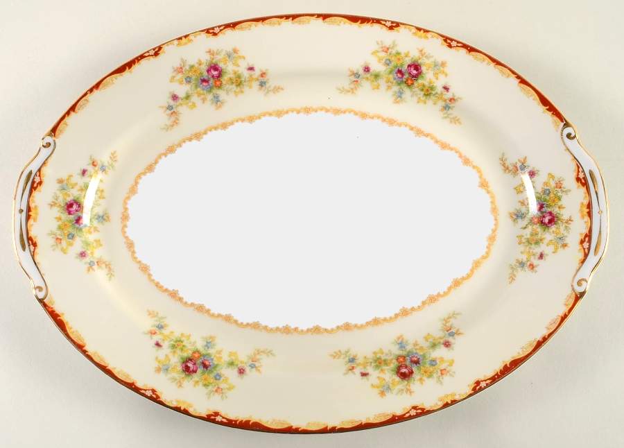 Forget Me Not 14" Oval Serving Platter by Hira China-1