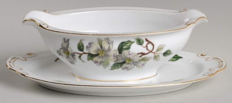 Geneva Gravy Boat with Attached Underplate by Hira China-1