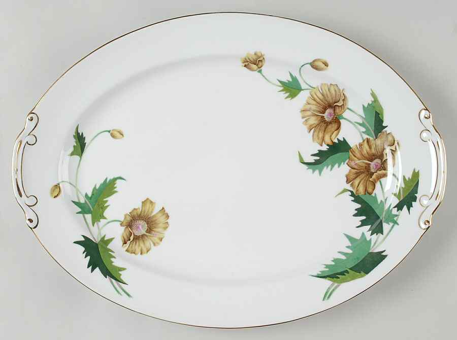 Golden Poppy 16" Oval Serving Platter by Hira China-1