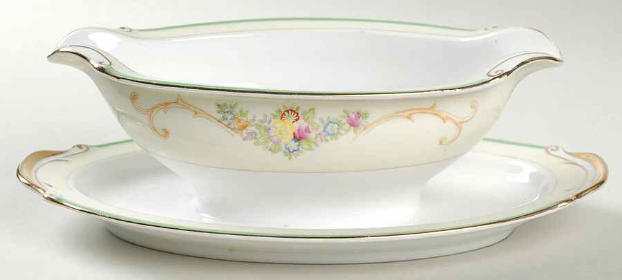HIR1 Gravy Boat with Attached Underplate by Hira China-1