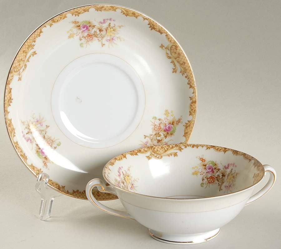 HIR16 Footed Cream Soup Bowl & Saucer Set by Hira China-1