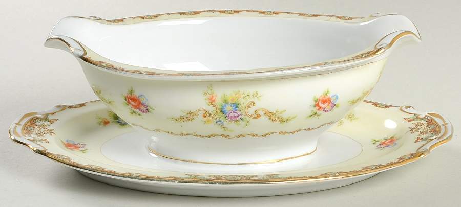 HIR4 Gravy Boat with Attached Underplate by Hira China-1