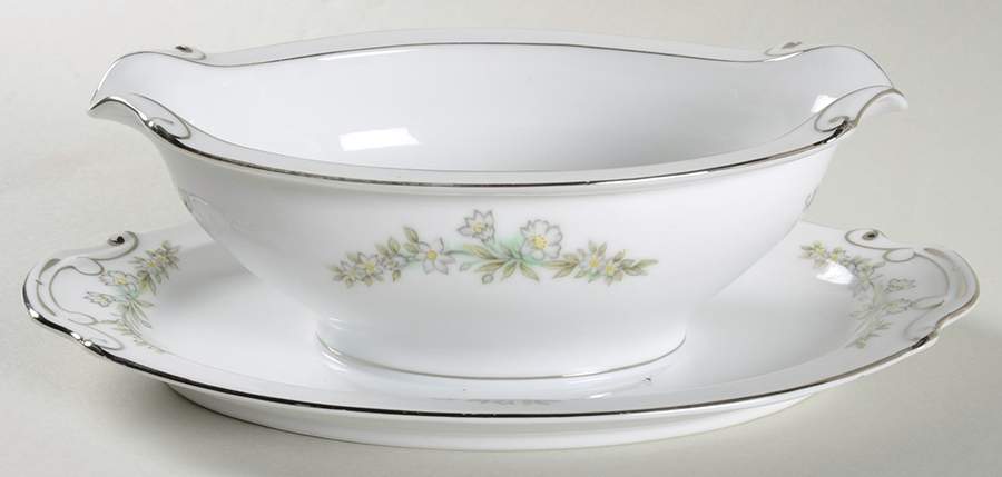 Jeanette Gravy Boat with Attached Underplate by Hira China-1