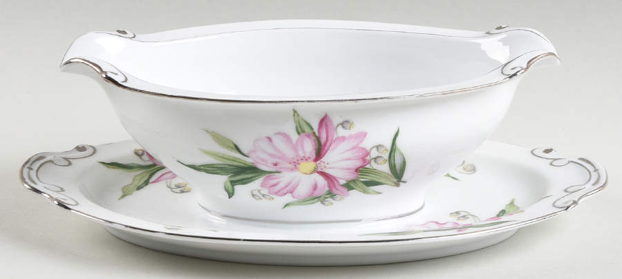 Montclair Gravy Boat with Attached Underplate by Hira China-1