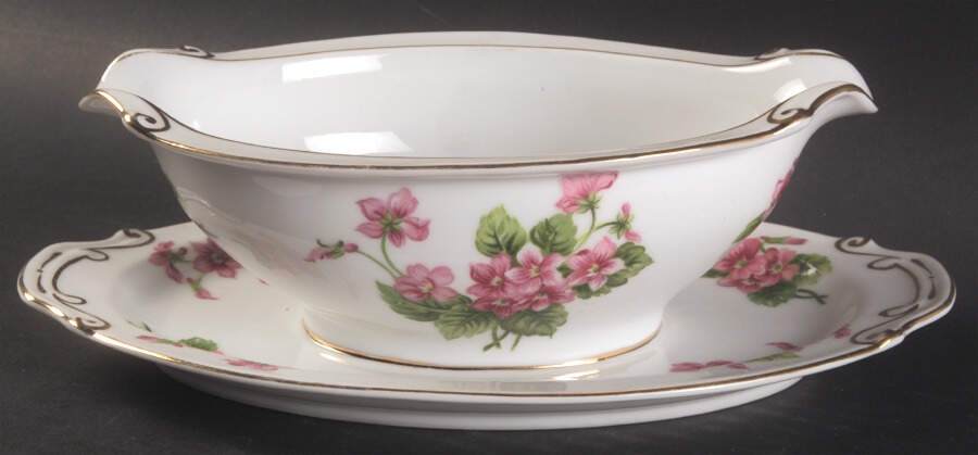 Nydia Gravy Boat with Attached Underplate by Hira China-1
