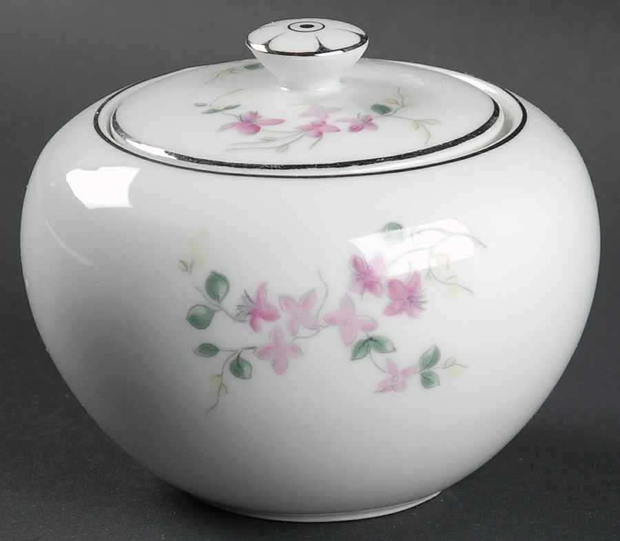 Pink Vine Sugar Bowl & Lid by Hira China-1
