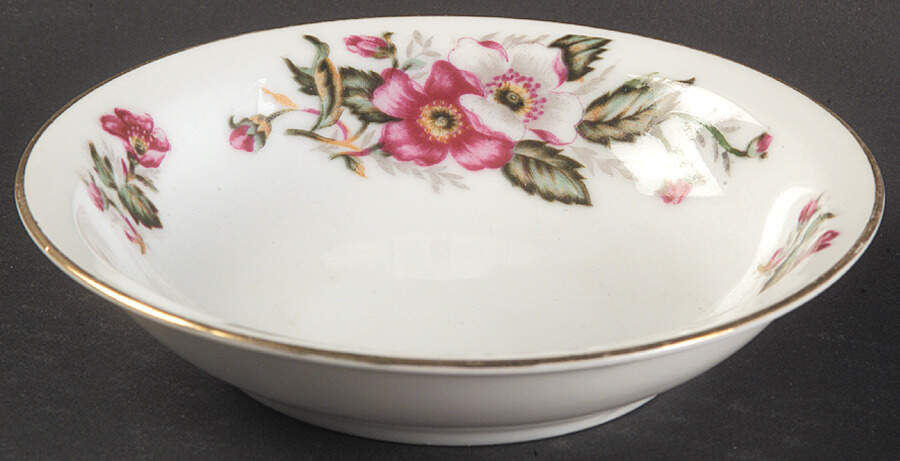 Prairie Rose Rim Fruit/Dessert (Sauce) Bowl by Hira China-1