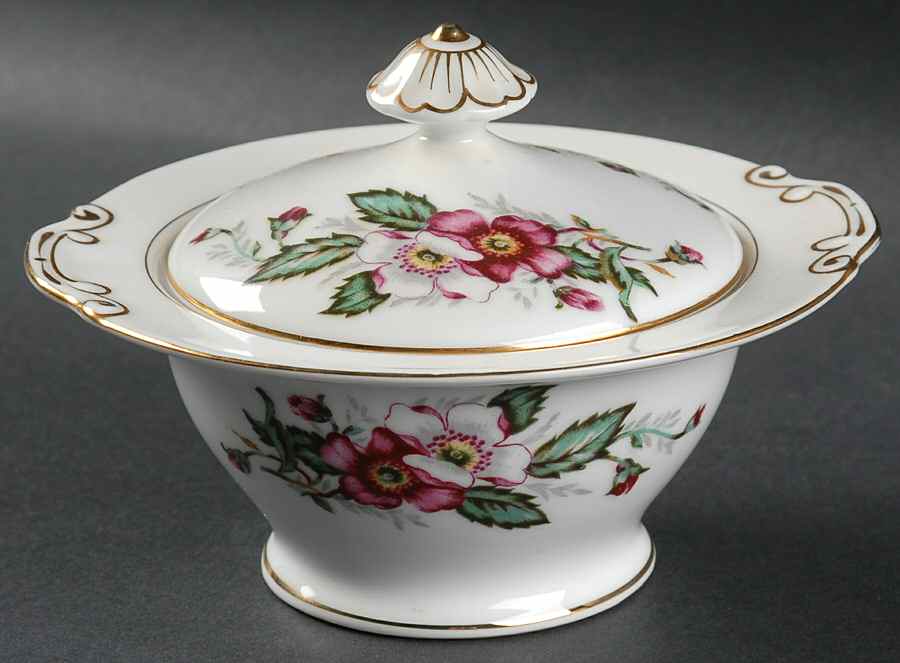 Prairie Rose Sugar Bowl & Lid by Hira China-1