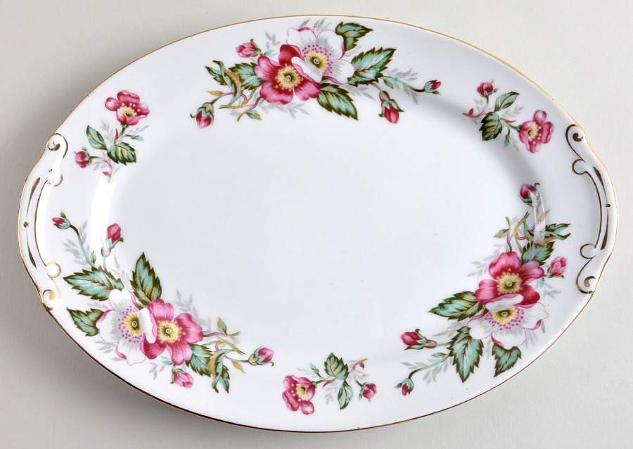 Prairie Rose 12" Oval Serving Platter by Hira China-1