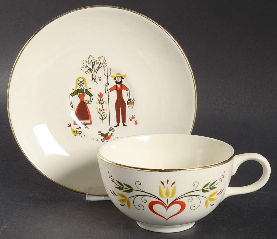 American Provincial Flat Cup & Saucer Set by Homer Laughlin -1