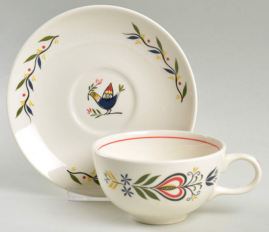 American Provincial Flat Cup & Saucer Set by Homer Laughlin -1