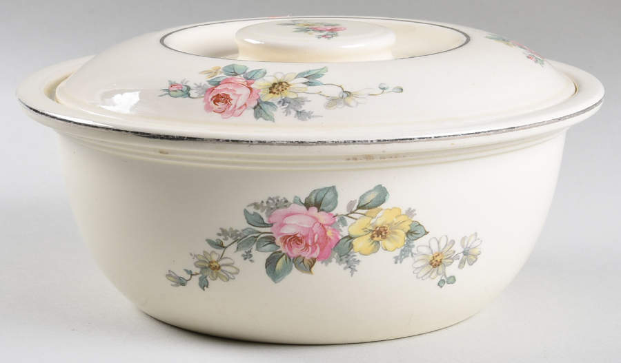 Armand (Virginia Rose Shape) Round Covered Vegetable by Homer Laughlin -1