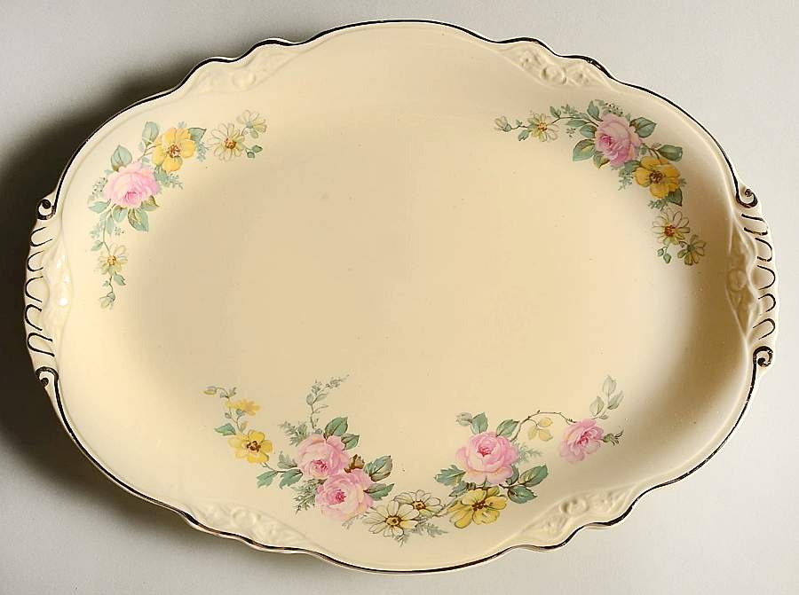 Armand (Virginia Rose Shape) 13" Oval Serving Platter by Homer Laughlin -1