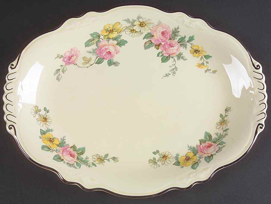 Armand (Virginia Rose Shape) 11" Oval Serving Platter by Homer Laughlin -1