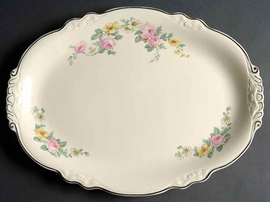 Armand (Virginia Rose Shape) 15" Oval Serving Platter by Homer Laughlin -1