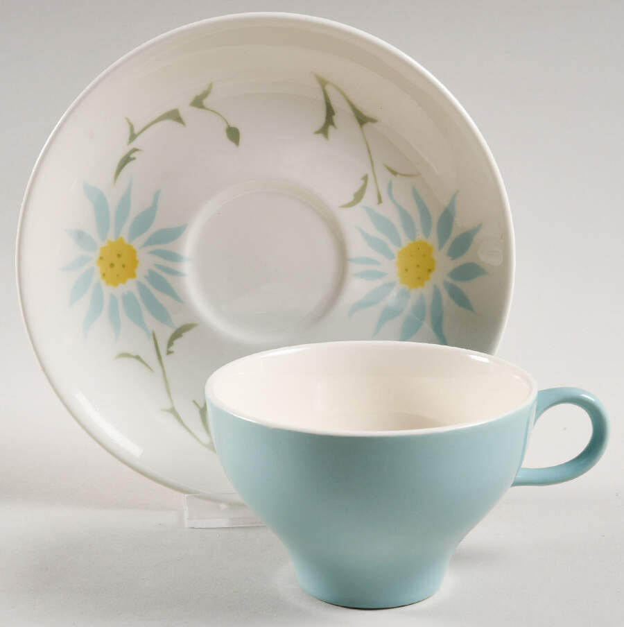 Aster Flat Cup & Saucer Set by Homer Laughlin -1