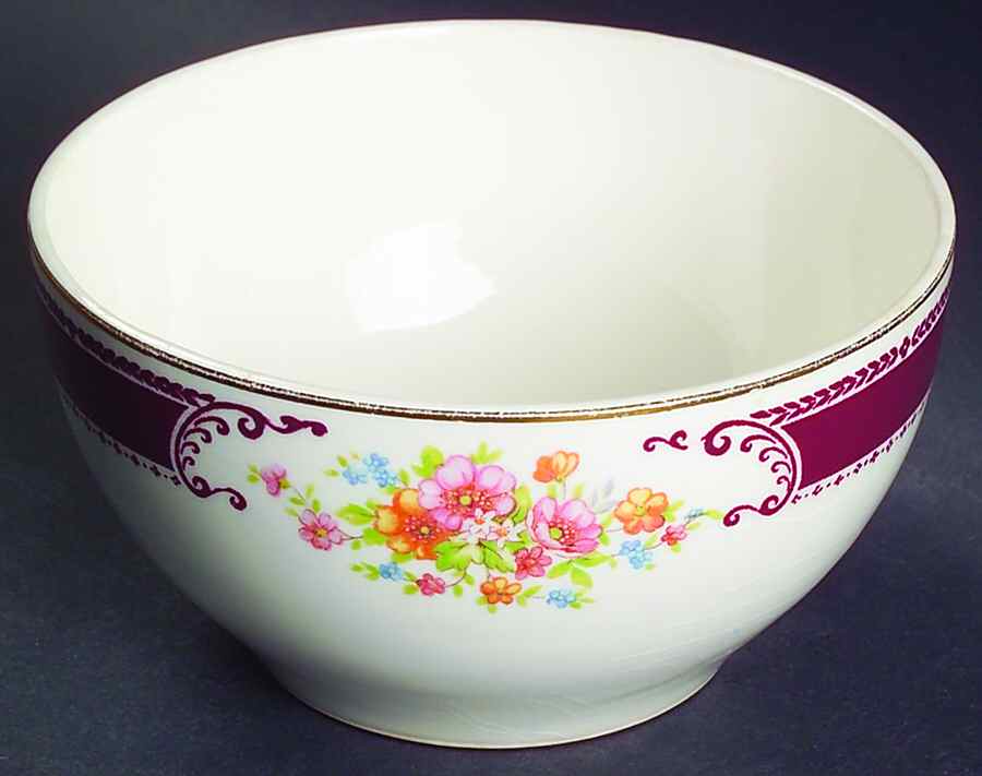 B1315 (Gold Trim) Cranberry Bowl by Homer Laughlin -1