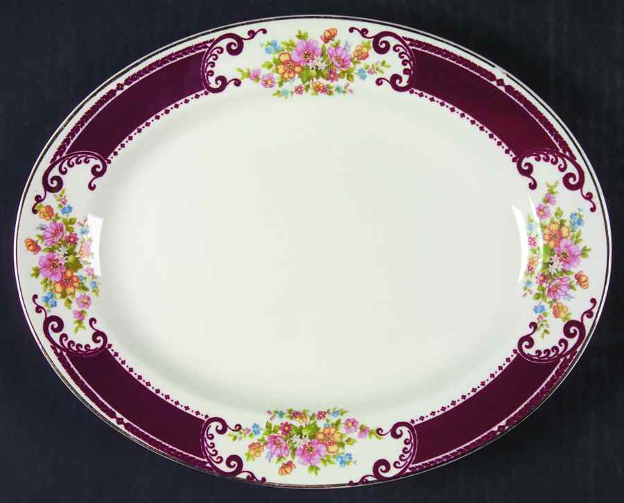 B1315 (Gold Trim) 11" Oval Serving Platter by Homer Laughlin -1