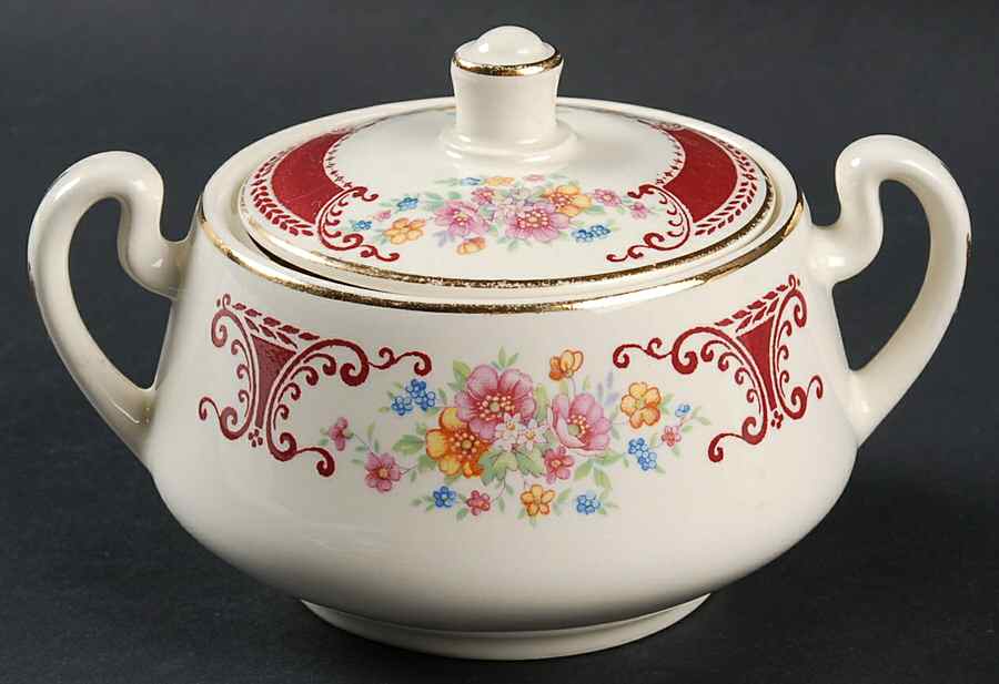 B1315 (Gold Trim) Sugar Bowl & Lid by Homer Laughlin -1