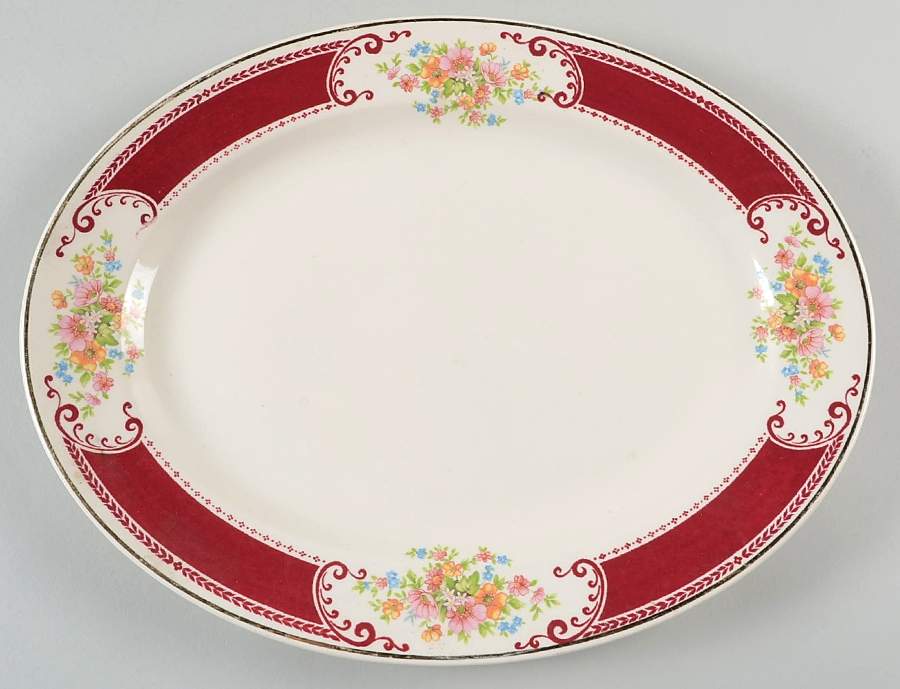 B1315 (Gold Trim) 13" Oval Serving Platter by Homer Laughlin -1