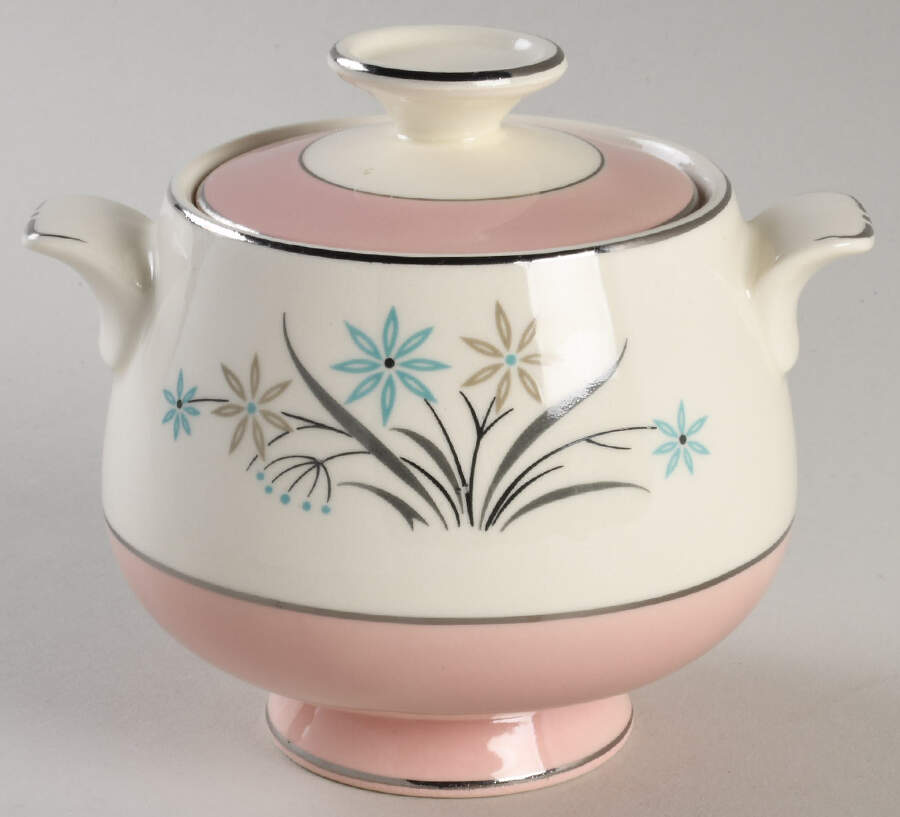 B1415 (Platinum Trim) Sugar Bowl & Lid by Homer Laughlin -1
