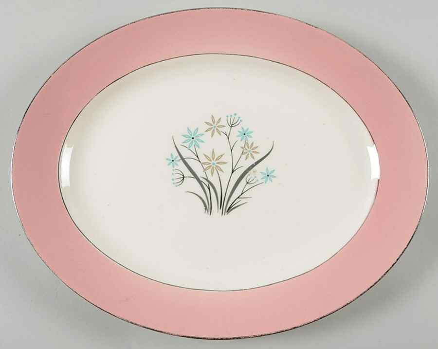 B1415 (Platinum Trim) 11" Oval Serving Platter by Homer Laughlin -1