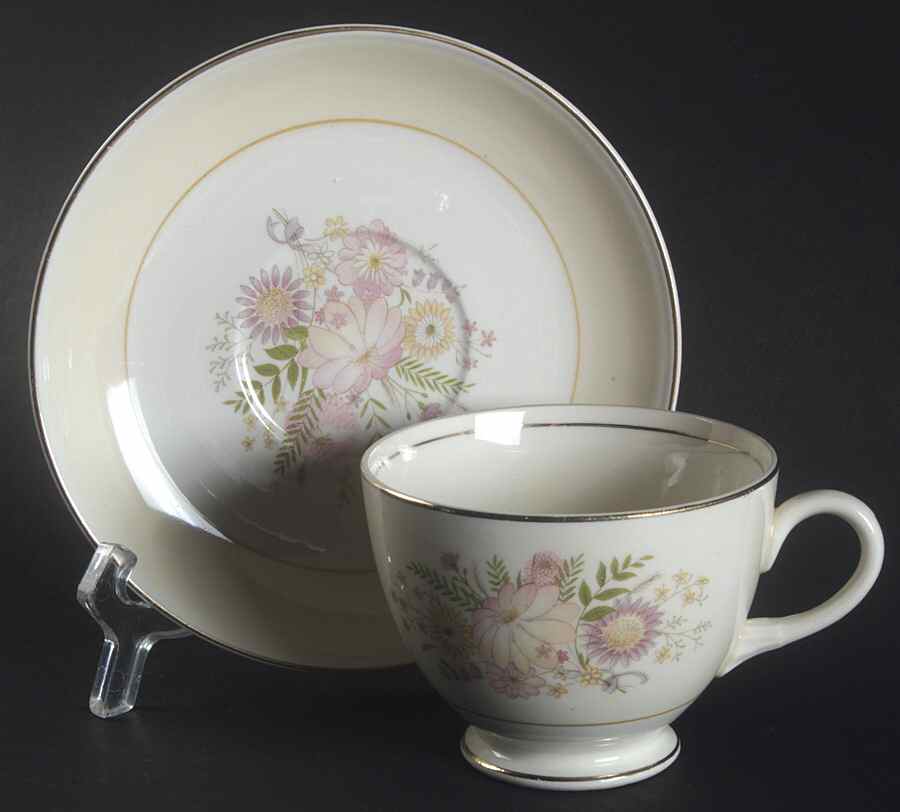Belles Fleurs Footed Cup & Saucer Set by Homer Laughlin -1