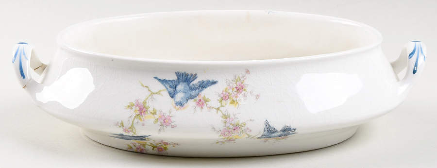 Bluebird (Blue Trim) Oval Vegetable No Lid by Homer Laughlin -1