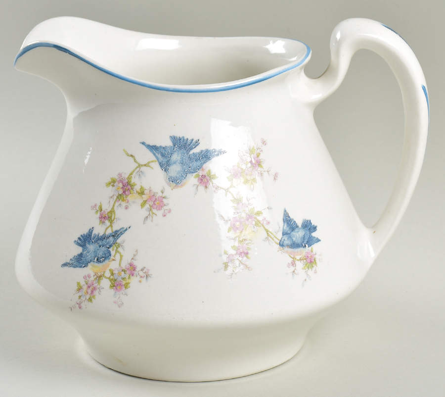 Bluebird (Blue Trim) 46 Oz Pitcher by Homer Laughlin -1