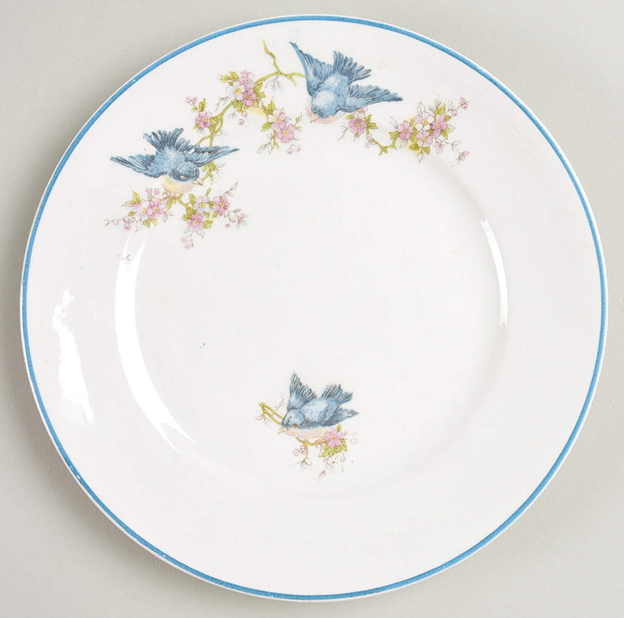 Bluebird (Blue Trim) Dessert/Pie Plate by Homer Laughlin -1