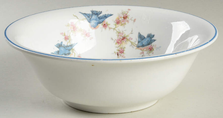 Bluebird (Blue Trim) 8" Round Vegetable Bowl by Homer Laughlin -1