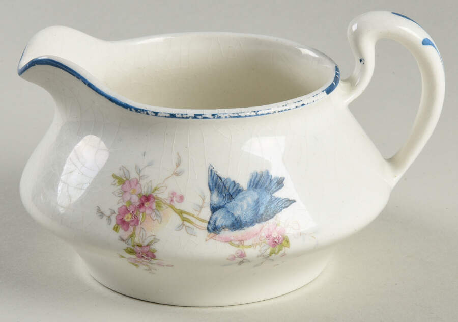 Bluebird (Blue Trim) Individual Creamer by Homer Laughlin -1