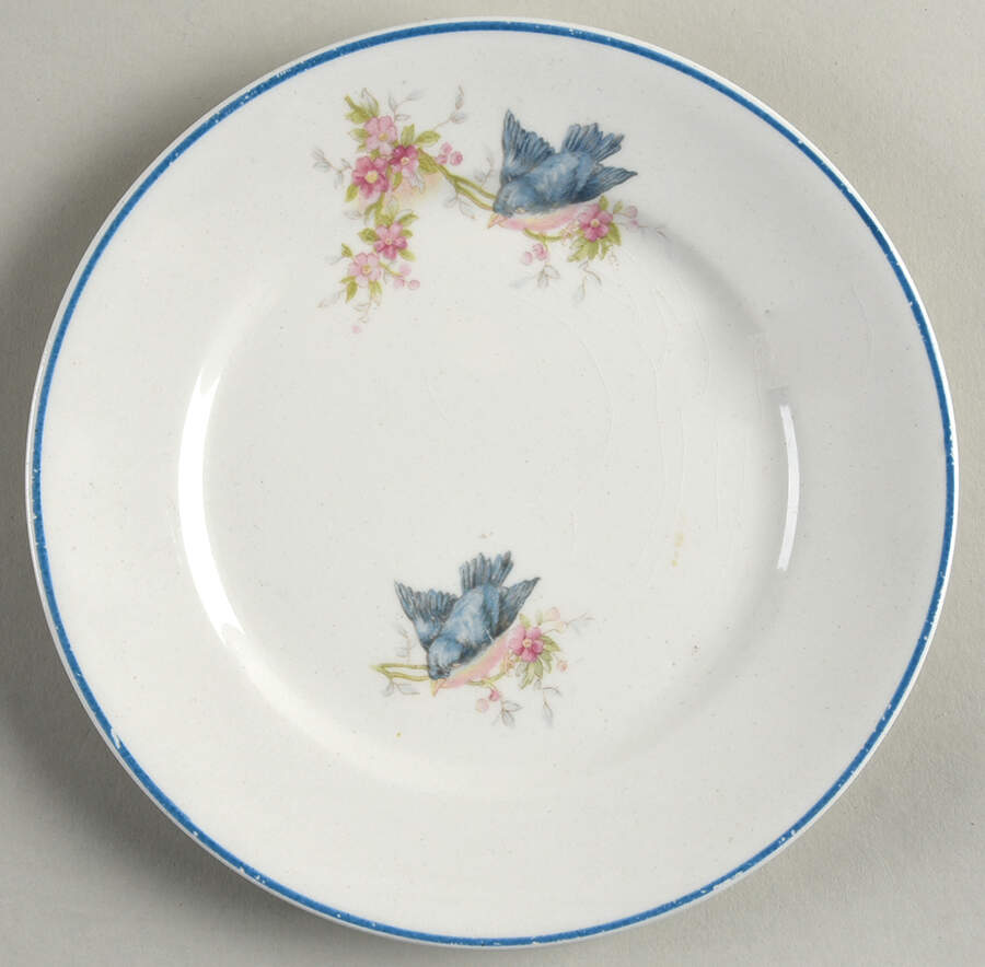 Bluebird (Blue Trim) Bread & Butter Plate by Homer Laughlin -1