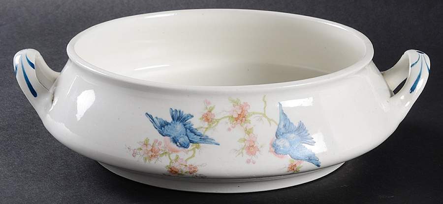 Bluebird (Blue Trim) Round Vegetable No Lid by Homer Laughlin -1