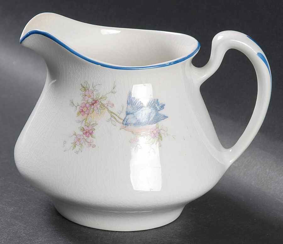 Bluebird (Blue Trim) Creamer by Homer Laughlin -1