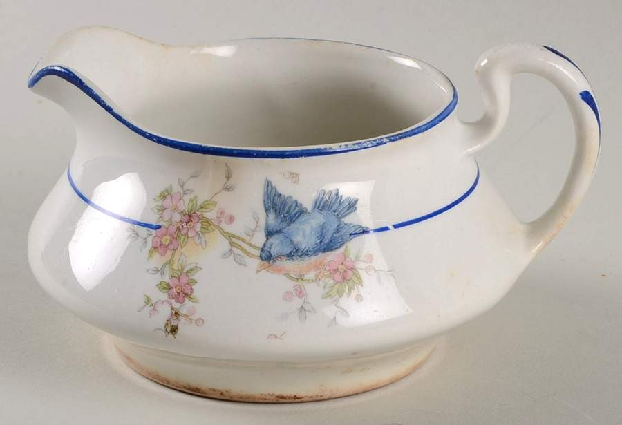 Bluebird (Blue Trim) Creamer by Homer Laughlin -1