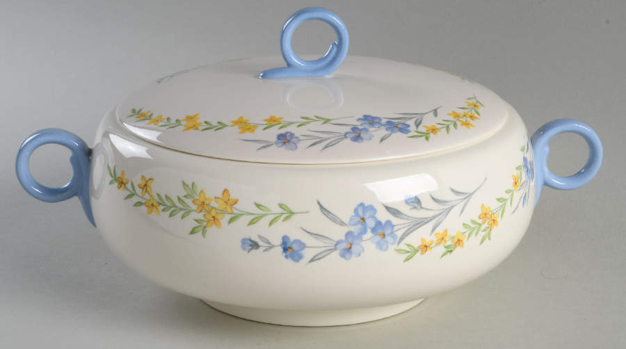 Blue Flax Round Covered Vegetable by Homer Laughlin -1