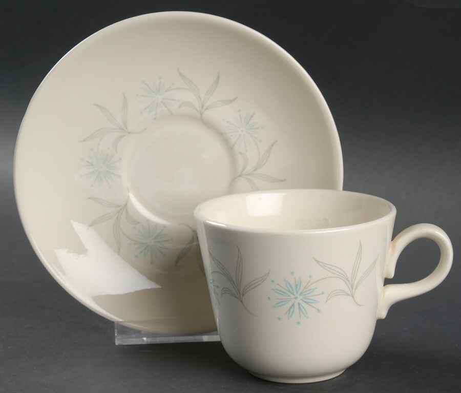 Blue Star Flat Cup & Saucer Set by Homer Laughlin -1