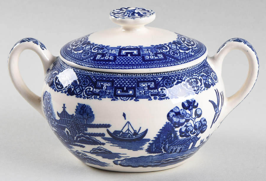 Blue Willow Sugar Bowl & Lid by Homer Laughlin -1
