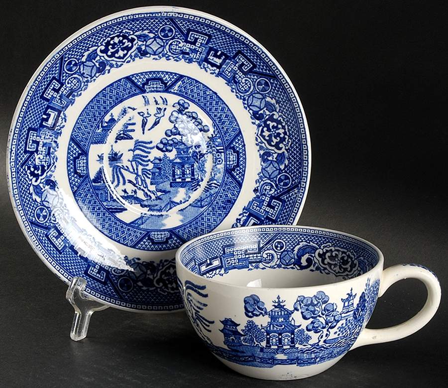 Blue Willow Oversized Cup & Saucer Set by Homer Laughlin -1