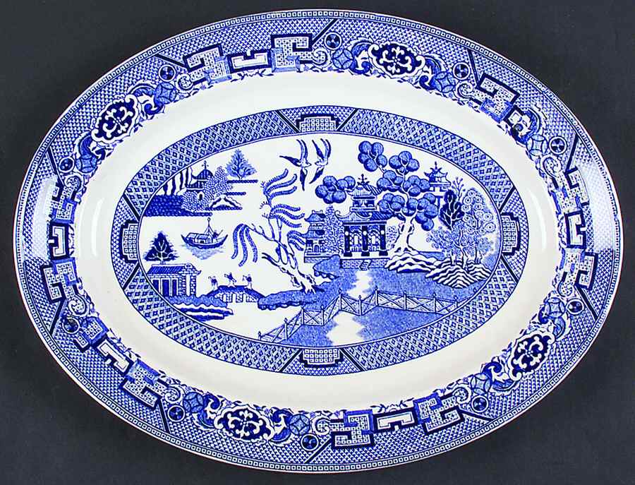 Blue Willow 13" Oval Serving Platter by Homer Laughlin -1