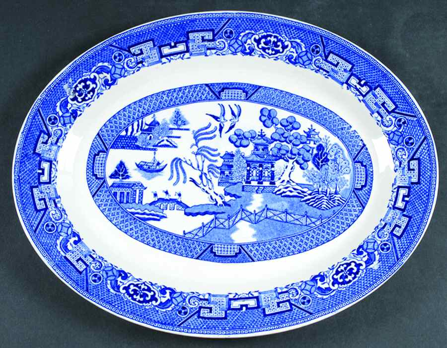 Blue Willow 13" Oval Serving Platter by Homer Laughlin -1
