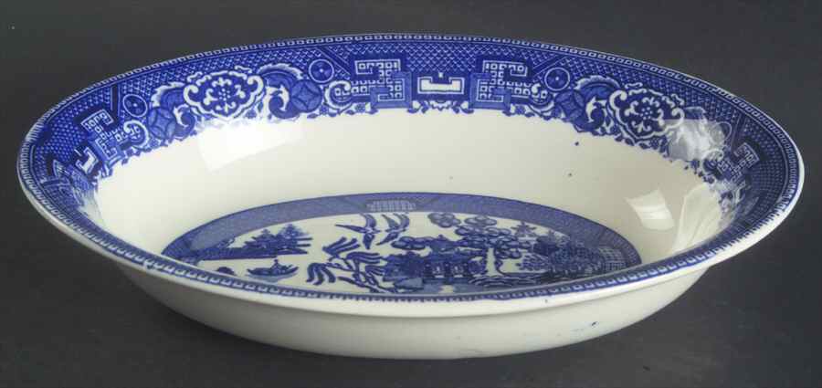 Blue Willow 8" Oval Vegetable Bowl by Homer Laughlin -1