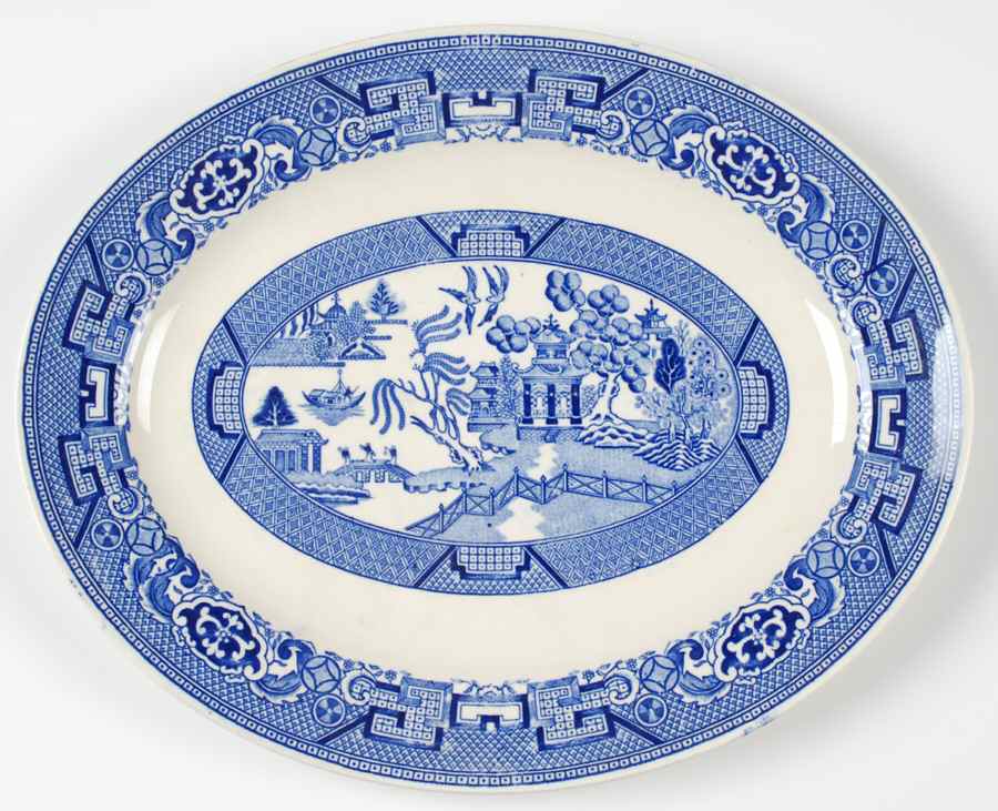 Blue Willow 11" Oval Serving Platter by Homer Laughlin -1