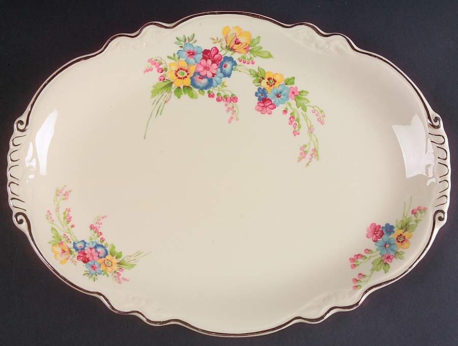 Bouquet 13" Oval Serving Platter by Homer Laughlin -1