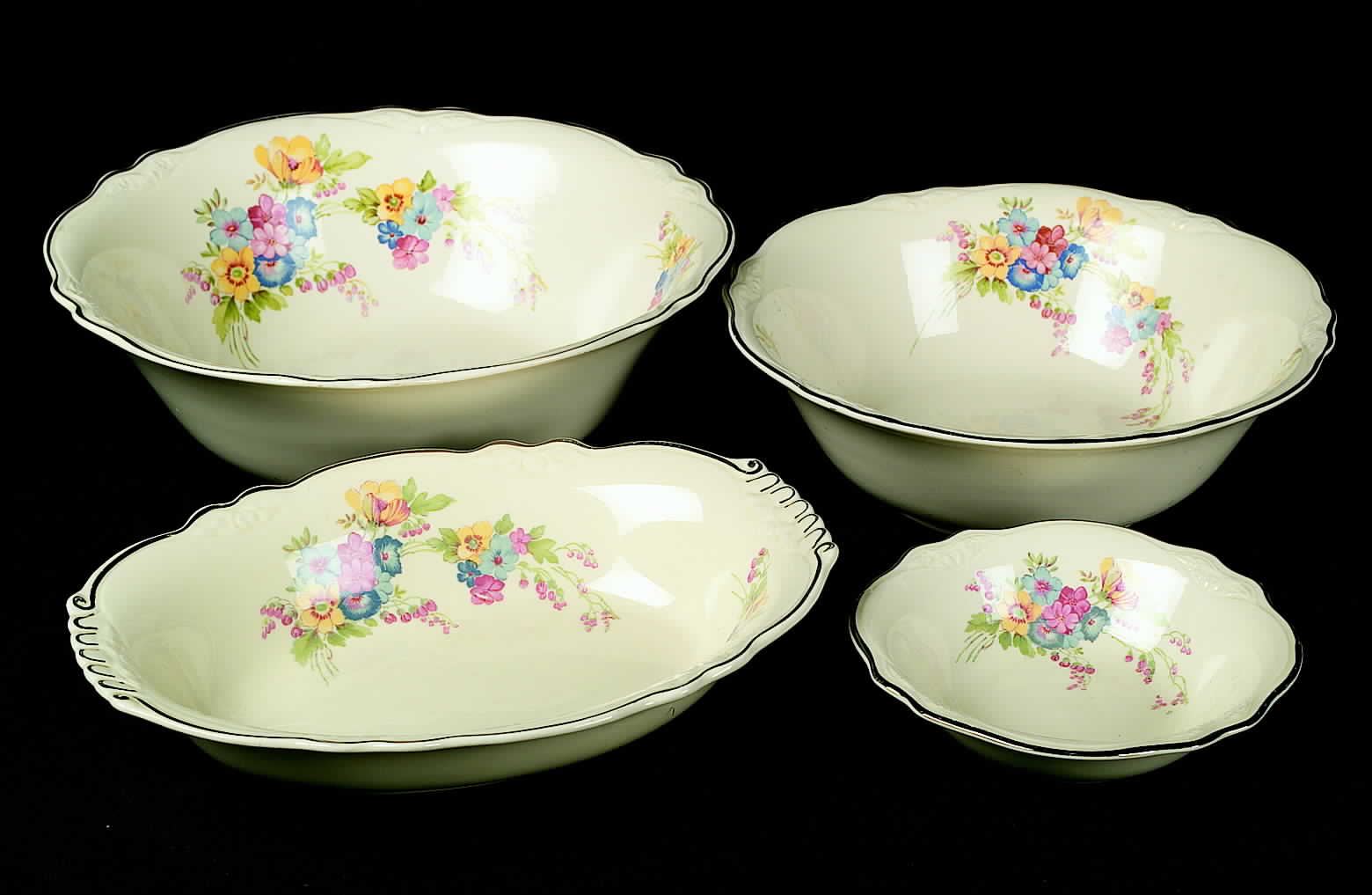 Bouquet 9" Round Vegetable Bowl by Homer Laughlin -1