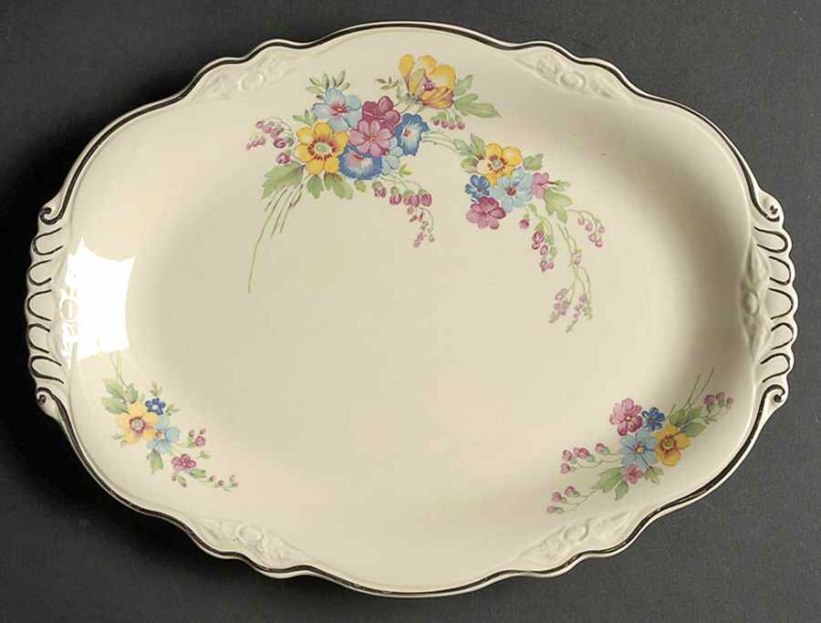 Bouquet 11" Oval Serving Platter by Homer Laughlin -1