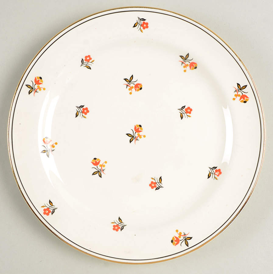 Cardinal (Red Floral, Nautilus) Salad Plate by Homer Laughlin -1