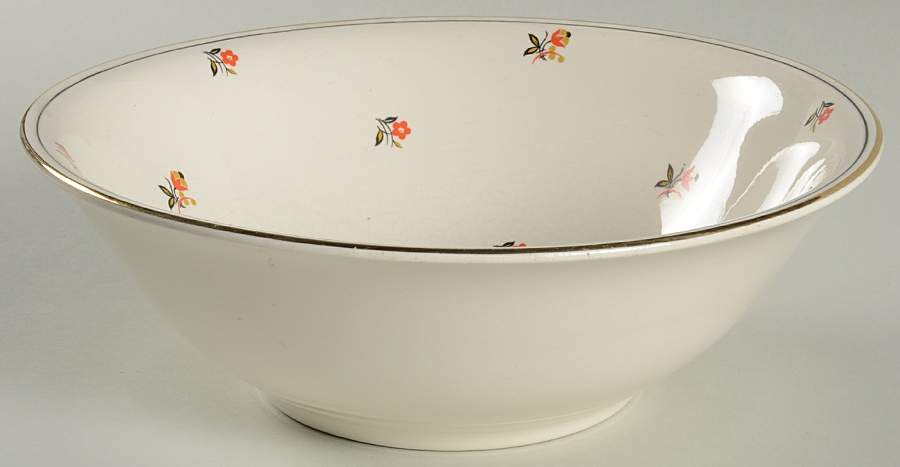 Cardinal (Red Floral, Nautilus) 8" Round Vegetable Bowl by Homer Laughlin -1