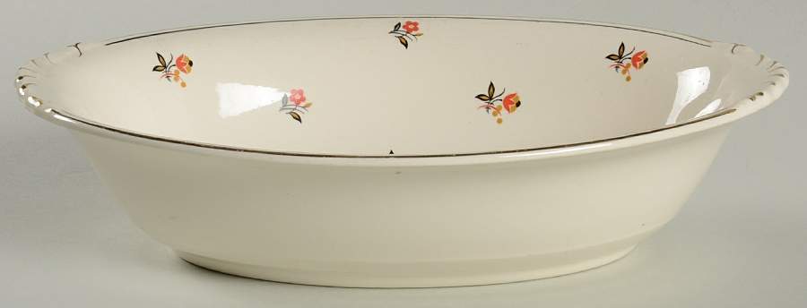 Cardinal (Red Floral, Nautilus) 9" Oval Vegetable Bowl by Homer Laughlin -1